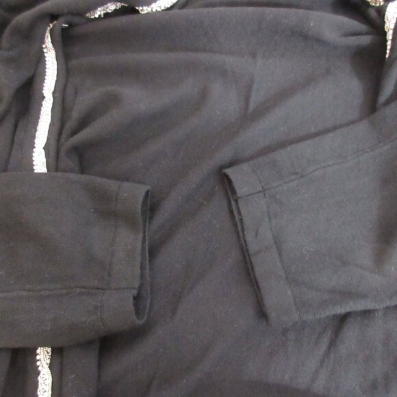 Jones New York Cardigan Sweater Womens Medium Black Silver Chain Open Front Belt - Picture 8 of 9